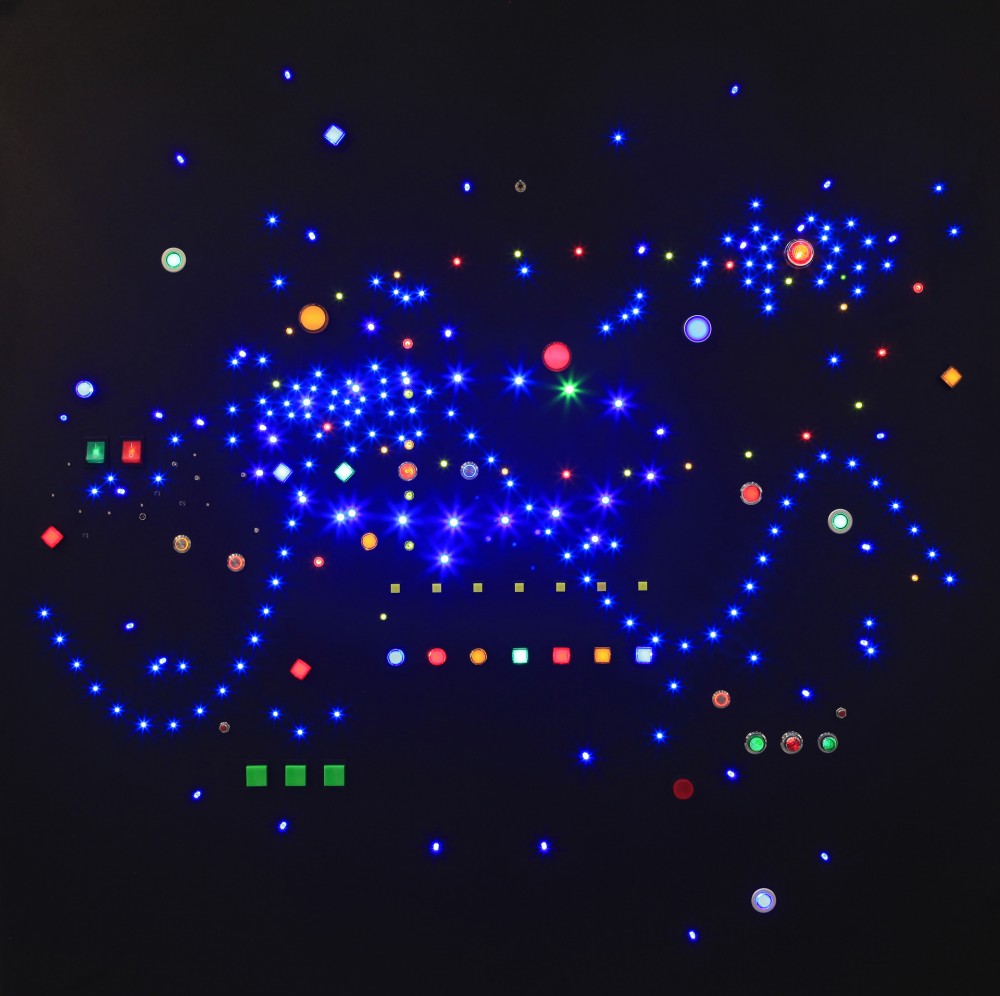 Unknown Planet, 2009, LED system, plastic and metal switches, Controllers, perforated aluminium plate